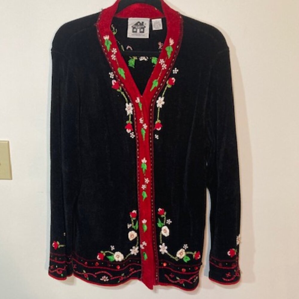 Storybook Knits “Holiday Decor” Christmas or Valentine’s Sweater, Size L (Used)